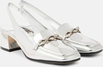 Jimmy Choo London Diamond Tilda metallic leather slingback pumps