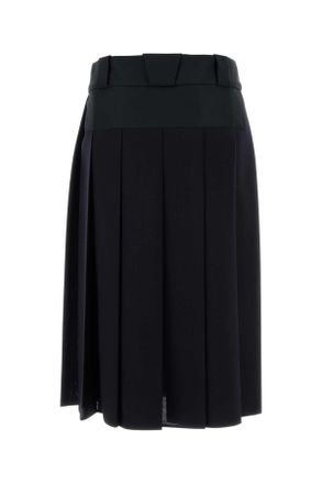 Prada Womens Dark Blue Wool Skirt Bleu Gonne