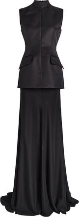 Sportmax Layered Cotton-blend and Silk-blend Maxi Dress - Black - 14 (UK14 / L)