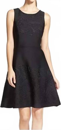 Vera Wang Floral Laser Cut Neoprene Mini Dress In Black