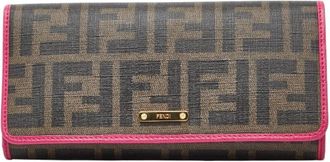 Fendi Brown Pink Pvc Long Wallet (Bi-Fold) (Pre-Owned)