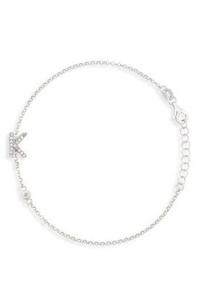 Meshmerise Diamond Initial Bezel Bracelet in White-K at Nordstrom Rack