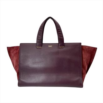 Giorgio Armani Bordeaux Red Color Wine Suede Leather Handbag Tote Bag (Pre-Owned)