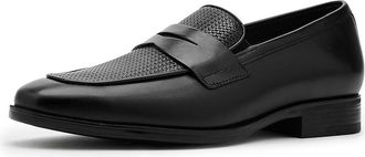 Johnston & Murphy Gibbons Embossed Penny Loafers Mens Shoes Black Full Grain : 11.5 M (D), Leather