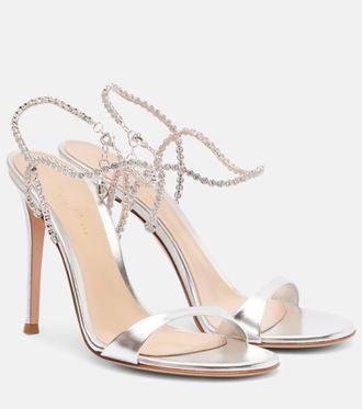 Gianvito Rossi 105 embellished metallic leather sandals