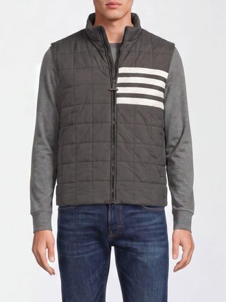 Thom Browne Gilet trapuntato in tessuto tecnico con motivo 4-Bar e collo alto