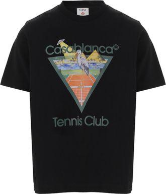 Casablanca Black Front Logo Cotton T-Shirt