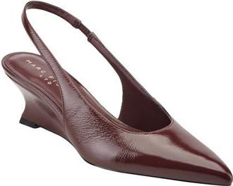 Marc Fisher Taten Slingback Pointed Toe Wedge Pump in Dark Red 600 at Nordstrom, Size 6.5