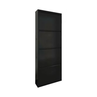 Dmora Zapatero Gonzalo, Zapatero, Armario De Entrada Multiusos, Zapatero, 50x15h138 Cm, Negro, Con Embalaje Reforzado - Dmora