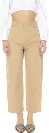 Elvine Cropped Broek - Dames - Vrijetijds broeken - Beige - W26 - Katoen - Broeken