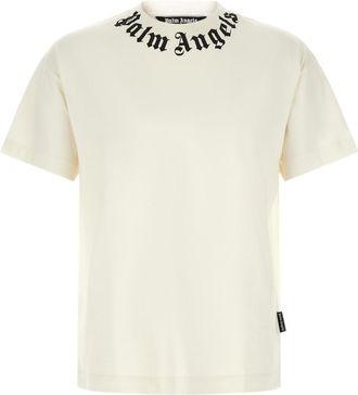 Palm Angels White Neck Logo T-shirt
