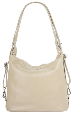 Samantha Look Shopper SAMANTHA LOOK, Damen, Gr. B/H/T: 31cm x 29cm x 11cm onesize, beige, Leder, leicht gl&auml;nzend, unifarben, Taschen Shopper, echt Leder, Made in It