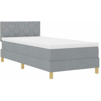 vidaXL Box Spring Bed with Mattress Light grey 90 x 190 cm Fabric vidaXL