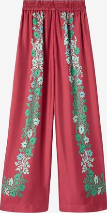 La DoubleJ Palazzo-Hose aus Satin mit Blumenmuster