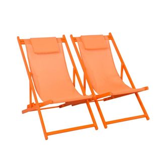 Sweeek Tumbona de aluminio multi posiciones, set de 2, naranja
