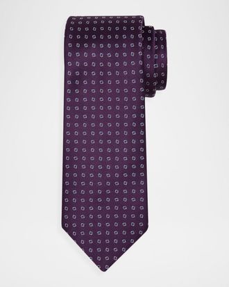 Charvet Mens Micro-Geometric Jacquard Silk Tie