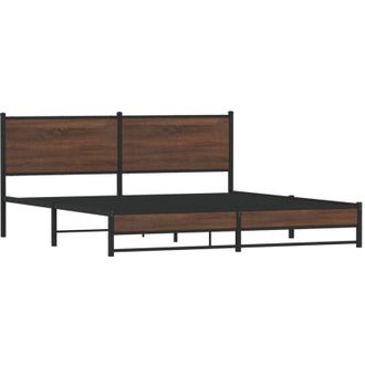 vidaXL Estructura De Cama Sin Colch&oacute;n Metal Roble Marr&oacute;n 180x200 Cm Vidaxl