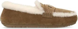 Manfield suède pantoffels camel/ecru