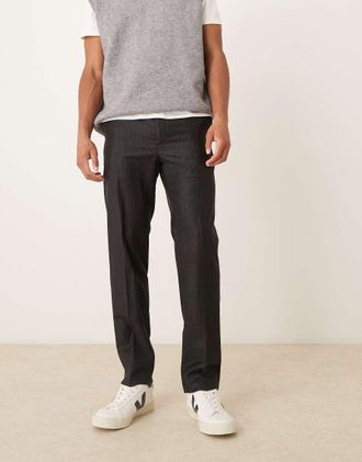 Mango Pantaloni sartoriali antracite in 100% lana con pieghe sul davanti-Grigio