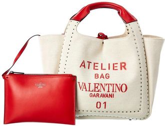 Valentino Atelier Canvas & Leather Tote