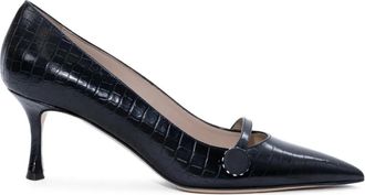 N&deg;21 Pumps in pelle effetto coccodrillo - Nero