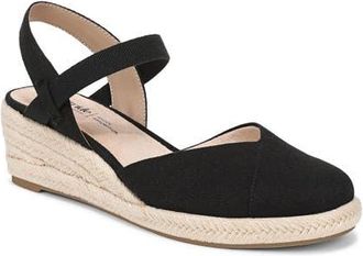 Life Stride Pilar Slingback Espadrille Platform Wedge Sandal in Black at Nordstrom, Size 9.5