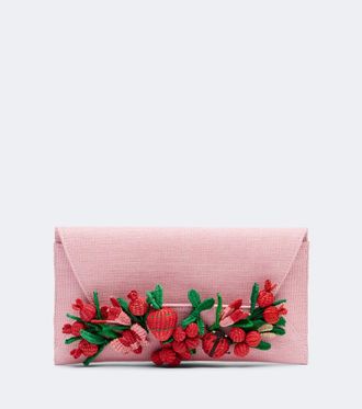 Aquazzura Botanica appliqu&eacute; raffia clutch