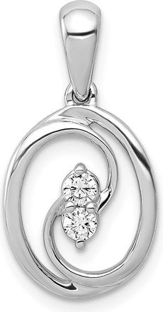 Diamond2Deal 14k White Gold Polished 1/8 carat Diamond Oval Pendant