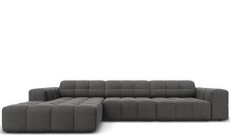 BLOOMINGLOFT 4-Sitzer Design Ecksofa Chicago mit Eckteil links, Samtbezug