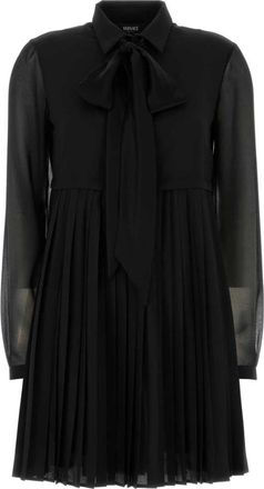 Versace Cr&ecirc;pe de Chine Lavalli&egrave;re Mini-jurk - Dames - Korte kleedjes - Zwart - S - Polyester - Kleedjes