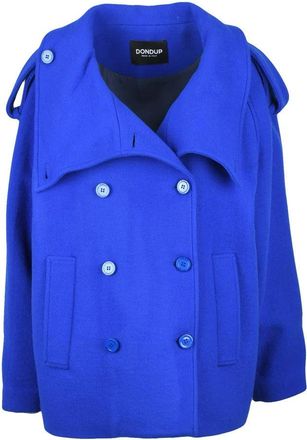 Dondup Double-Breasted Wool Cashmere Coat - Royal Blue