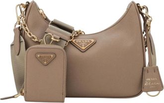 Prada Tassen, Dames, Bruin, ONE Size, Leer, Re-Edition 2005 Saffiano Leren Tas