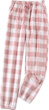 Generic Womens Soft Flannel Pajama Bottoms Pj Bottoms Pants Womens Check Woven Pyjamas Bottoms Comfy Pajama Bottoms Elasticated Waist Trousers Pyjamas for Wom
