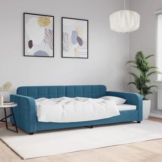 vidaXL Sof&aacute; Cama Sin Colch&oacute;n Terciopelo Azul 100x200 Cm Vidaxl