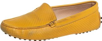 Tod's Tods Yellow Perforated Leather Slip On Loafers