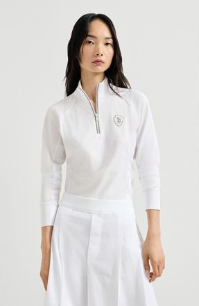 Brunello Cucinelli Pique Sweatshirt with logo in White at Nordstrom, Size 4X-Large Eu