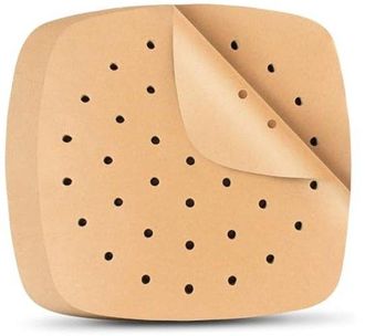 OEM 100 Hojas De Papel De Horno Perforado Para Freidora De Aire - 21,5 X 21,5 Cm - Marr&oacute;n - Antiadherente Y Resistente Al Aceite