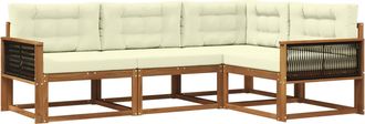 vidaXL Conjunto De Sof&aacute;s De Exterior 4 Uds. Natural Y Crema Vidaxl