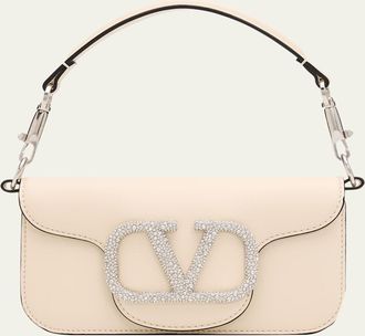 Valentino Garavani Loco Small Leather Top-Handle Bag with Jewel VLogo