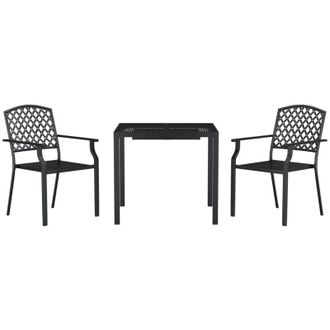 vidaXL Juego De Comedor De Jard&iacute;n 3 Piezas Acero Gris Antracita Vidaxl