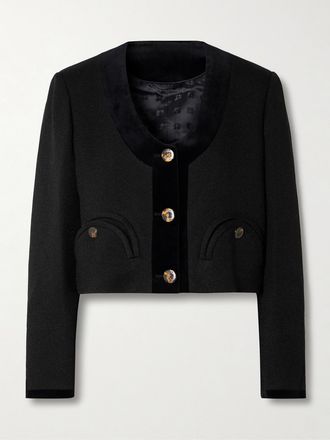 Blazé Milano Giacca Cropped Con Finiture In Velluto Di Cotone Spiti - Nero