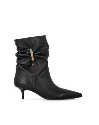 Pinko Black Nappa Leather Ruched Boots