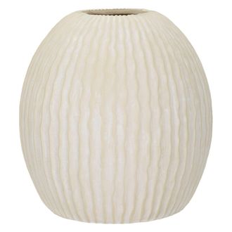 Dmora Vaas Galo, Onregelmatige Textuur, Cr&egrave;me Wit, Diameter 12,5 Cm, Kleur Schaduw Cr&egrave;me Structuur