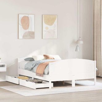 vidaXL Vidaxl - Estructura De Cama Sin Colch&oacute;n Madera De Pino Blanco 135x190 Cm