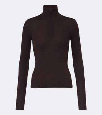 Frankie Shop Sade ribbed-knit wool and silk half-zip sweater