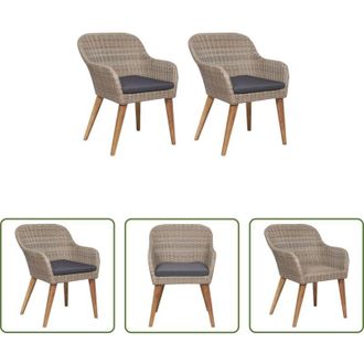 vidaXL vidaXL Sedie in rattan - Sedie da Esterno con Cuscini 2 pz in Polyrattan Marrone