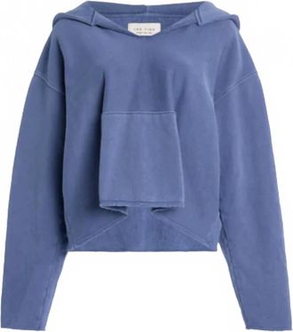 Les Tien Womens Rachel Raw Crop Hoodie In Periwinkle