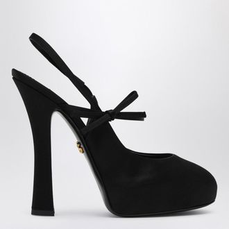 Dolce & Gabbana High black satin slingback