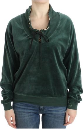 Roberto Cavalli Mock Sweater - Dames - Sweatshirts - Groen - M - Katoen - Hoodies & sweatvesten