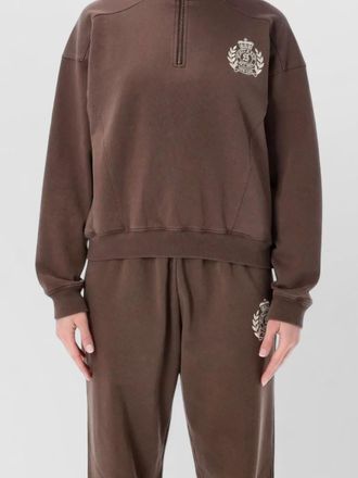 Sporty & Rich new york crest quarter zip top